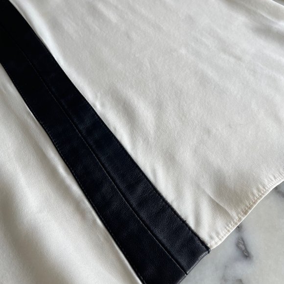 Parker Silk Blouse with Leather Collar and Trim - Picture 8 of 14